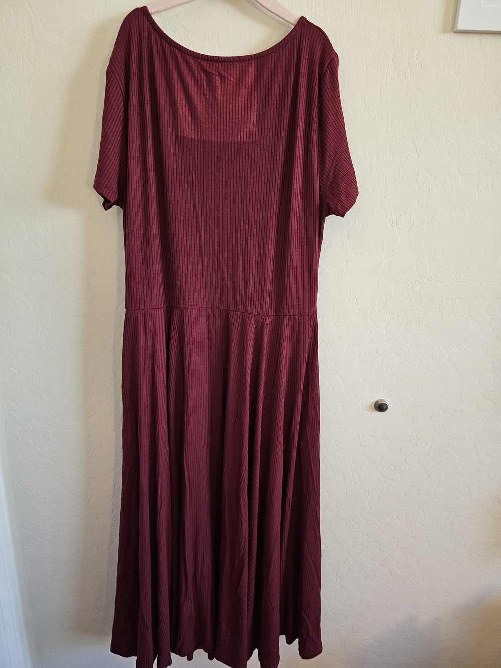 Posh Peanut Ribbed Womens Short Sleeve Scoop Midi Flare Dress Size Large - Picture 2 of 2